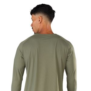 <b>Men's</b> Olive Green Long Sleeve Athletic T <b>Shirt</b> Breathable Performance Fabric Workout Fitness Sportswear Apparel - Product Image 5