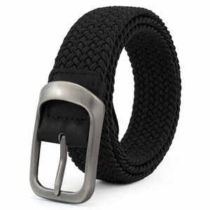 Vente en gros sur mesure Ceinture tissée en toile tricotée Ceinture de golf en tissu de coton unisexe Ceinture tressée élastique ajustable pour hommes et femmes - Product Image 1