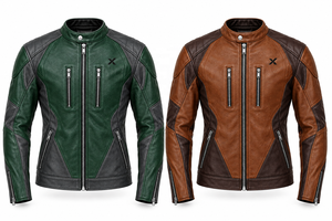 Blouson de moto en cuir Dynamic Performance |   Imprimé coupe-vent |   Bourgogne Noir Brun Vert |   Fabricant OEM ODM |   Premium - Product Image 5