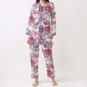 Conjunto de Pijama de Algodón 100% para Mujer, Ropa de Dormir Suave para el Hogar, Conjunto de Pijama Primavera/Verano con Estampado Floral/Personaje/Letras/Estampado/Vacaciones/Árbol PJ114 - Product Image 6