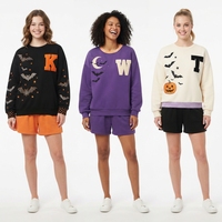Ensemble de survêtement décontracté deux pièces en polyester/coton pour femme, longueur intégrale, avec logo personnalisé, anti-boulochage, écologique