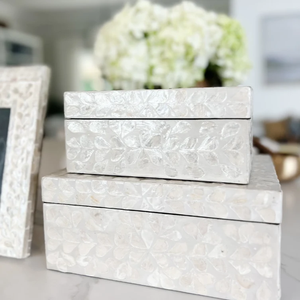 White Mother of Pearl Decorative Storage <b>Box</b> Handmade Shell Inlay Keepsake Organizer Jewelry <b>Trinket</b> <b>Box</b> Set Bedroom Neatening - Product Image 6