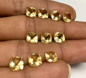 Citrine naturelle taille coussin, dos pointu, pierre précieuse calibrée pour la fabrication de bijoux par Gemsocean - Product Image 2