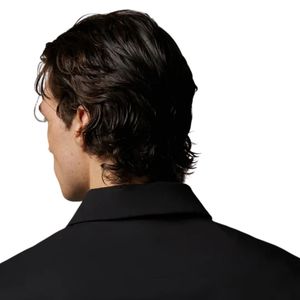 <b>Men</b> Nylon Drawcord <b>Shirt</b> Short Sleeve Lightweight Casual <b>Utility</b> Top Solid Black Relaxed Fit OEM Wholesale Supply - Product Image 4