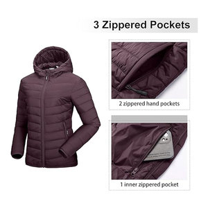 Chaqueta Acolchada Ligera y Plegable para Mujer con Capucha, Chaqueta de Invierno Acolchada, Abrigo Cálido y Aislante para Clima Frío, Informal para Exteriores - Product Image 4