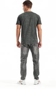 Camiseta Básica de Verano para Hombre, Cuello en V, Gris Oscuro, 100% Algodón, Tejido de Punto, Secado Rápido, Transpirable, Manga Corta, Informal - Product Image 5