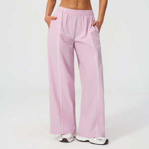 Survêtements ajustés pour femmes, pantalons amples à taille élastique pleine longueur, couleur unie, respirants, pour loisirs, pour hommes - Product Image 6