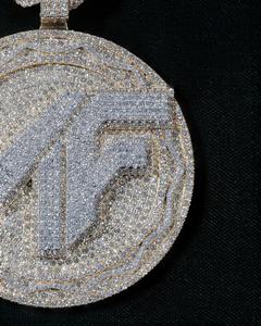 Colgante y Amuleto Unisex Personalizado de Moissanita con Inicial MF en Plata 925 Tallada, Estilo Hip Hop, Inicial MF para Hombres y Mujeres - Product Image 3