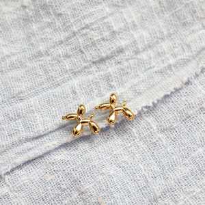 925 Sterling Silver Balloon Dog Stud Earrings Gold Plated Tiny Animal Earrings 12.7x9.5mm Cute Fine WJewelry Gift - Product Image 4