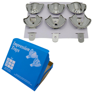 Juego Profesional de 6 Bandejas Metálicas para Impresiones Dentales, Kit de Bandejas de Acero Inoxidable Sólido para Prótesis Dentales, Tamaños Pequeño, Mediano y Grande, Superior e Inferior - Product Image 1