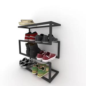 Zapatero Negro Moderno con Diseño de Triple Barra, Organizador Compacto que Ahorra Espacio, Estructura Resistente y Duradera, Solución Elegante para Almacenamiento en la Entrada - Product Image 5