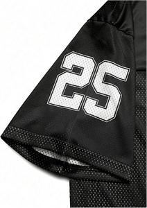 Maillot de football respirant en mesh noir Genius 25 avec nom d'équipe personnalisé, chemise de sport et emblème étoile 100% polyester - Product Image 3