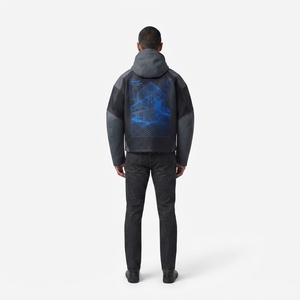 Chaqueta de mezclilla para hombre, con logotipo personalizado, tela japonesa selvedge, OEM, ropa de trabajo técnica, nailon/algodón, corte holgado y recto, lavado claro - Product Image 2