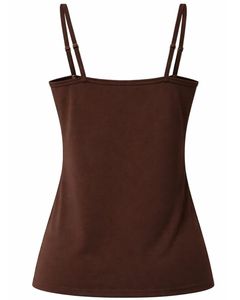 Débardeur Femme Marron Chocolat Coupe Ajustée Bretelles Réglables Extensible Décontracté Basique Été Confortable Quotidien - Product Image 4