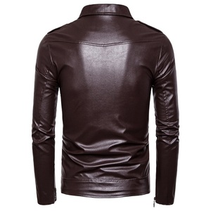Nouvelle veste en cuir PU pour homme, blanche et noire, décontractée, à revers, coupe ajustée, avec fermeture éclair, style motard, collection 2026 - Product Image 4