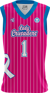Maillot de basket-ball pour femmes sans manches, col en V, sublimé, rayé rose, coupe athlétique, respirant, en maille, uniforme - Product Image 2
