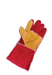 Extra Long Leather Welding <b>Gloves</b> Red Yellow Fleece Lined Molten Metal Splash Test <b>Type</b> B Straight Thumb MIG TIG Customizable - Product Image 4