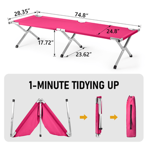 Portable Army Pink Folding Camping <b>Cot</b> with Carrying Bag for Outdoor Adventures - Product Image 6