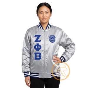 เสื้อแจ็คเก็ต Zeta Phi Beta แบบสั่งทำพิเศษ เสื้อผ้าสำหรับชมรมนักศึกษา คุณภาพสูง ระบายอากาศได้ดี ผ้าซาติน ปักตัวอักษรตราสัญลักษณ์ด้วยผ้าไหม - Product Image 4