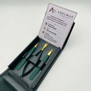 Pince à épiler professionnelle en acier inoxydable à pointe inclinée avec ciseaux à ressort, logo personnalisé, étui vert, kit pour sourcils - Product Image 5