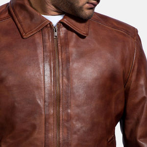 Chaqueta de Cuero Vintage para Hombre, Chaqueta de Cuero Marrón de Primera Calidad, Chaqueta de Cuero de Invierno para Hombre de Piel de Vaca/Oveja - Product Image 4