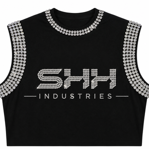 SHH INDUSTRIES Custom High Quality Rhinestone <b>Tank</b> <b>Top</b> New Trendy <b>Vintage</b> Style 100% Cotton Soft Breathable Fabric For Unisex - Product Image 5