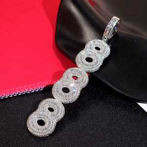 Colgante de Lujo Personalizado con Diamante Moissanita Número 8 y Plata de Ley 925, Estilo Hip Hop, Unisex, para Fiestas - Product Image 3