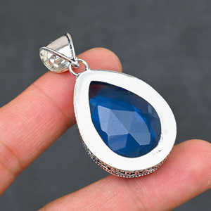 Magnifique pendentif en Tanzanite synthétique, très demandé, en argent sterling 925, fait main, bijou statement, cadeau pour femme - Product Image 3