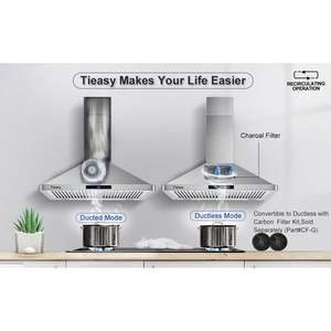Campana Extractora de Pared de 30/36 Pulgadas, 700 CFM, Acero Inoxidable, 3 Velocidades, Control Táctil - Product Image 3