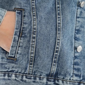 Custom Logo Acid Wash Denim Single Button Jacket For Men Vintage Streetwear Long Sleeve Embroidered Loose Fit <b>Winter</b> Windproof - Product Image 5