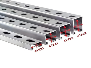 Profilé en acier doux galvanisé à chaud Unistrut QK-04 41x41 en forme de C perforé en alliage pour support de tuyaux et câbles - Product Image 2