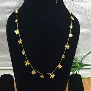 Flower Charm <b>Necklace</b> Gold Plated Handmade Bohemian Station Chain <b>Necklace</b> Indian Jewelry Manufacturer - Product Image 1