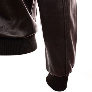 Nouvelle veste bomber pilote en cuir véritable écologique à col montant pour l'hiver / Veste homme côtelée marron chocolat 2026 - Product Image 2