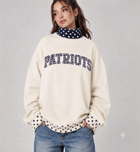 Custom Women <b>Mock</b> <b>Neck</b> Sweatshirt USA West Gingham Trim Print Long Sleeve Autumn Winter Casual Streetwear <b>Tops</b> - Product Image 6