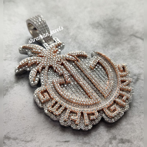 Men's Hip Hop Style Custom Rose Gold Plated 925 <b>Silver</b> Double Layer Letter <b>Initial</b> Moissanite Diamond Big <b>Pendant</b> Party Necklace - Product Image 4