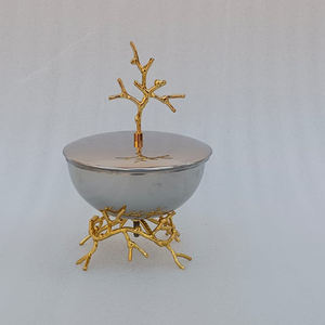 เตาเผาสแตนเลสพร้อมขาตั้งดอกไม้ทองเหลืองชุบทองสำหรับธูปมาบคารา ใช้สำหรับถ่านและพิธีกรรมทางศาสนา - Product Image 6