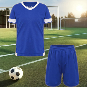 Ensemble de maillots de football personnalisés unisexes pour adultes, couleur unie, respirant, manches courtes, haute qualité, écologique, anti-UV, séchage rapide, 100% coton - Product Image 4