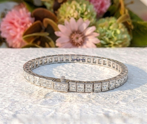 Bracelet Tennis Unisexe Hip Hop en Or Plaqué Or 14 carats avec Diamants de Laboratoire Carrés Maître-œuvre Taille Princesse 4*4 mm - Product Image 5