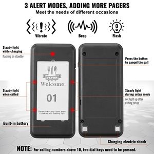 Sistema Pager Wireless a Lungo Raggio 500m per Ristoranti, Segnalatore di Coda per Clienti in Attesa, Beeper con Vibrazione - Product Image 4
