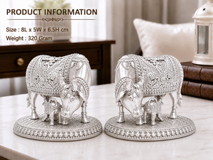 Paire d'idoles en résine Vache et Veau 8x5x6.5 cm Décoration de table moderne Gau Mata Murti Puja Temple Décoration spirituelle Cadeau de déménagement - Product Image 6