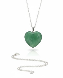Green Quartz Heart Pendant <b>Necklace</b> Handmade <b>Boho</b> Crystal Jewelry Healing Energy Stone Gift for Women Fashion Jewelry - Product Image 1
