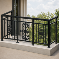 Rampe d'escalier décorative moderne en aluminium noir pour balcon, balustrade à volutes ornées, panneau de sécurité extérieur pour terrasse, véranda, villa