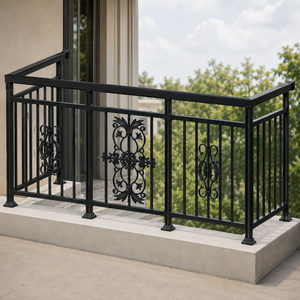 Barandilla Decorativa Moderna de Aluminio Negro para Balcón, Pasamanos con Adornos, Barandilla de Seguridad para Terraza, Porche, Villa, Panel Exterior - Product Image 3