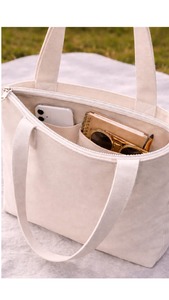 Custom Canvas <b>Tote</b> Bag Embroidered Shopping <b>Travel</b> Shoulder Bag Zipper Closure Large Capacity All Season Carryall - Product Image 3