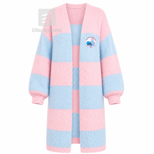 เสื้อคลุมคาร์ดิแกนยาวระบายอากาศได้ดี แบรนด์ Jack & Jill of America พร้อมโลโก้ปักด้านหน้า สีฟ้าชมพู สไตล์ลำลอง แขนยาว สำหรับผู้หญิง - Product Image 1
