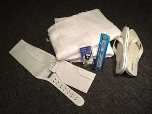 WS INTERNATIONAL Complete Hajj Umrah Ihram Set Woven <b>White</b> Cotton Clothing <b>Flip</b> <b>Flops</b> Electronic Counter Belt Model WS-328 Adult - Product Image 3
