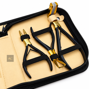 Kit d'outils professionnels pour extensions de cheveux, pinces, ciseaux, clips, outils de coiffage pour l'installation et le retrait, couleur or et noir - Product Image 4
