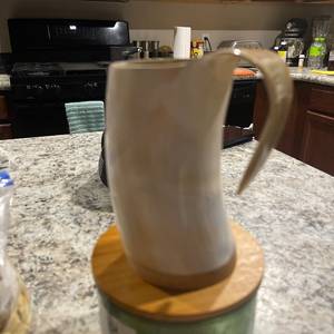 Buffalo Horn Eco-Friendly Handmade <b>Drinking</b> Mug with <b>Stand</b>-Traditional Nordic Folk Art Beverage Set - Product Image 2