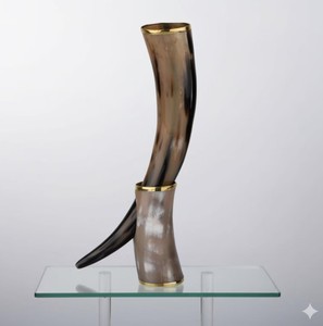 Viking <b>Drinking</b> Horn with <b>Stand</b> Handcrafted Ox Horn Beer Mead Party Decoration Gift Collectible Display Accessory - Product Image 2