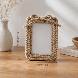 Handmade Eco-Friendly Wooden Rattan UV <b>Printed</b> Woven Cane Photo <b>Frame</b> Rustic Home Decoration Accessory - Product Image 5